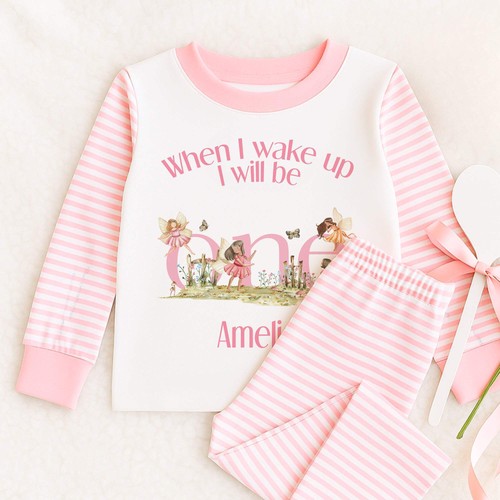 Pink striped fairy - fairy, pyjamas